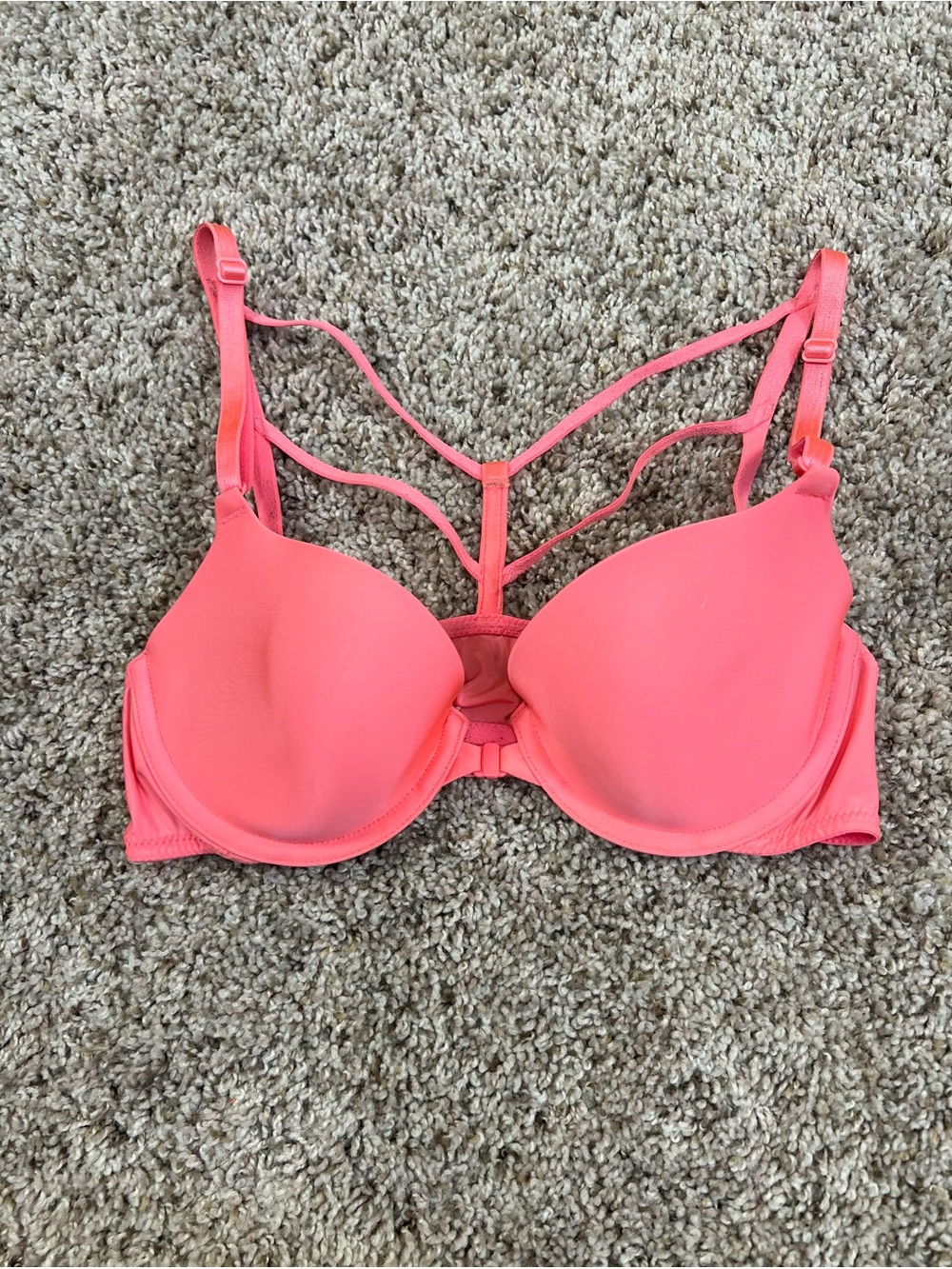 Victoria's Secret Racerback Demi Bra Padded Underwire Neon Front Closure 32C